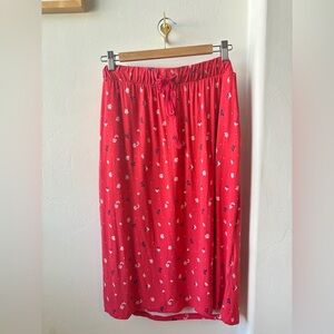 St. John's Bay Red Midi Skirt with Floral Design